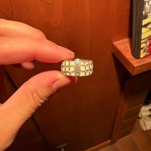 Coach Women's Ring in Silver and Cream